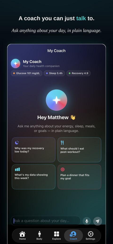 The NutritionIQ coach welcome screen